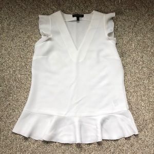 Banana Republic White Dress Ruffle Top - Size Sm